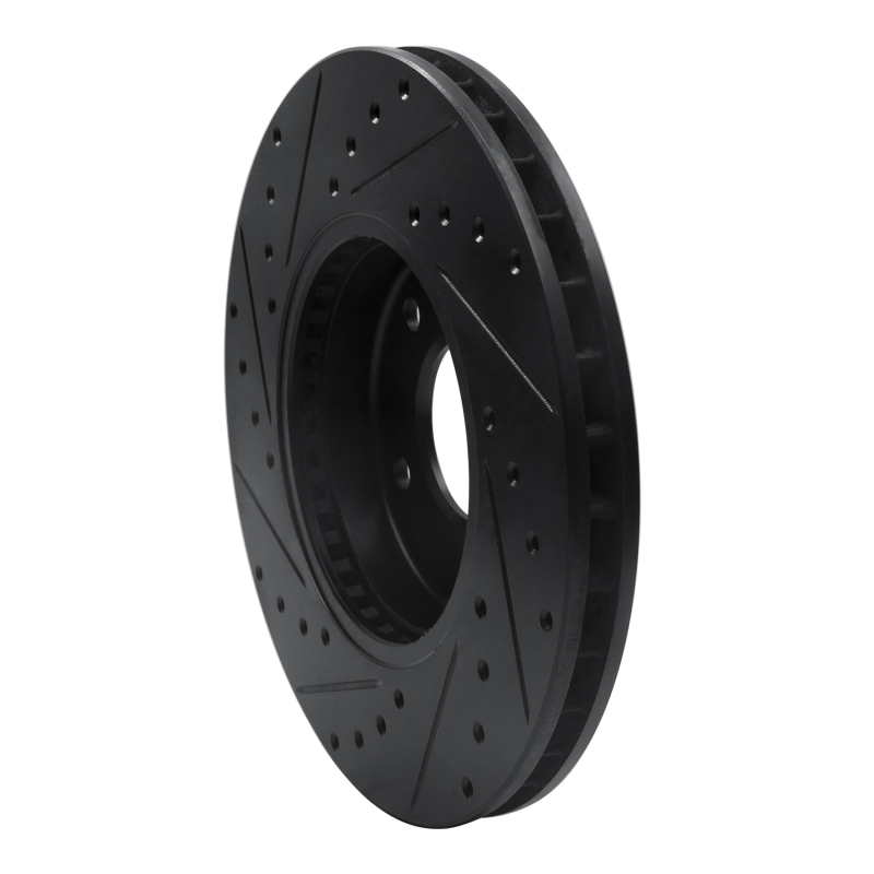 Jaguar Vanden Plas Brake Rotor (1) - Front Right - R1 Concepts - Drilled & Slotted - Black - `97-`03